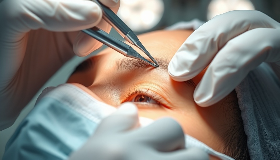 Close-up of a medical procedure on the forehead for unexplained rash treatment.
