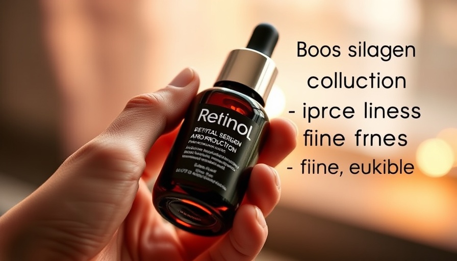 Retinol serum benefits highlighted with hand-held bottle.