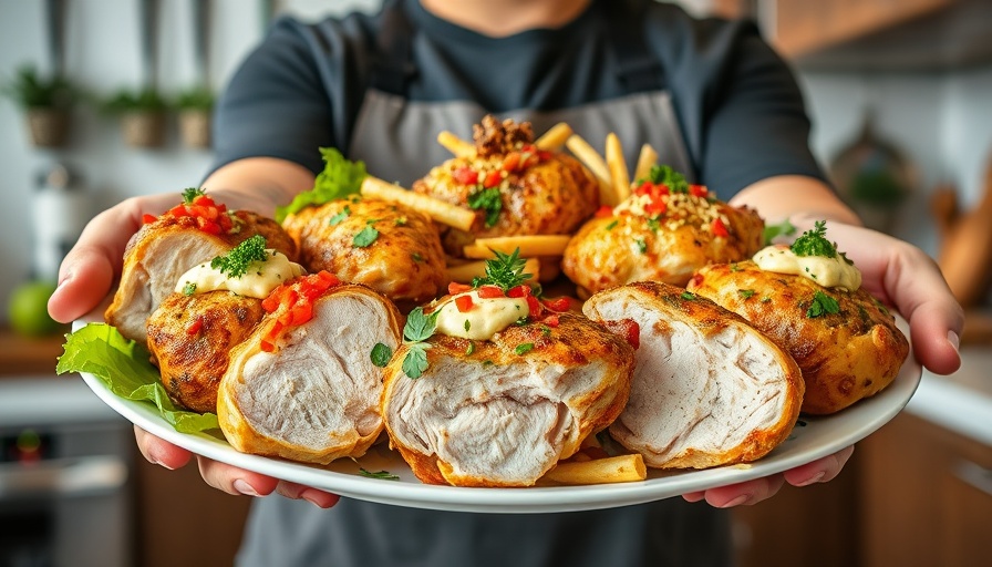 Assorted healthy chicken thigh recipes displayed on plates.
