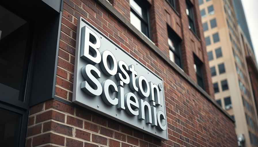 Boston Scientific building with logo on brick facade.
