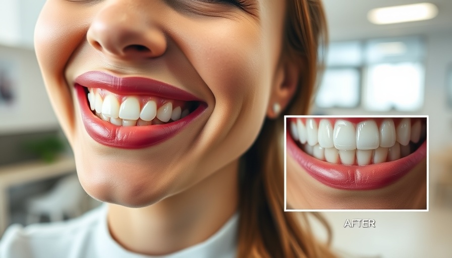 Teeth whitening comparison for dental care with smiling woman.