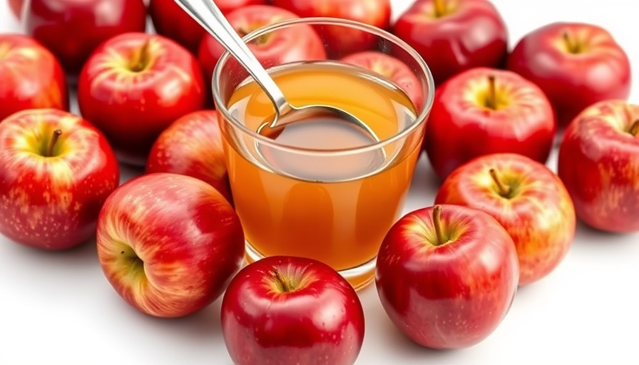 Fresh apples with apple cider vinegar highlighting health benefits.