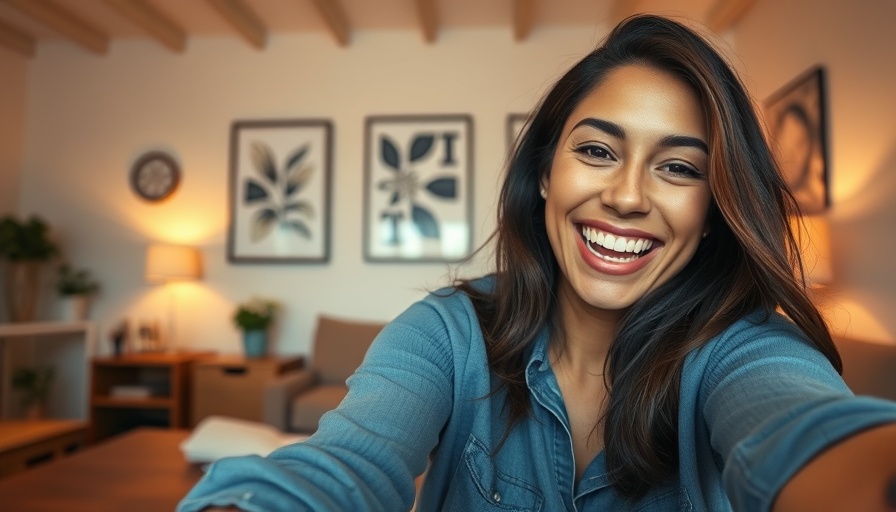 Joyful woman smiling in a cozy room, healthy eating secrets in Maine.