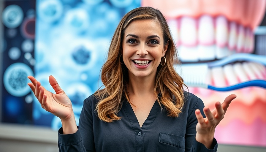 Professional woman discussing dental care and biofilm.
