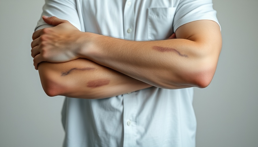 Close-up of bruised arm, reasons you bruise easily.