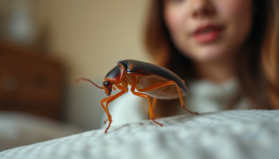 Close-up of insect and young woman discussing bedbugs in your bed.