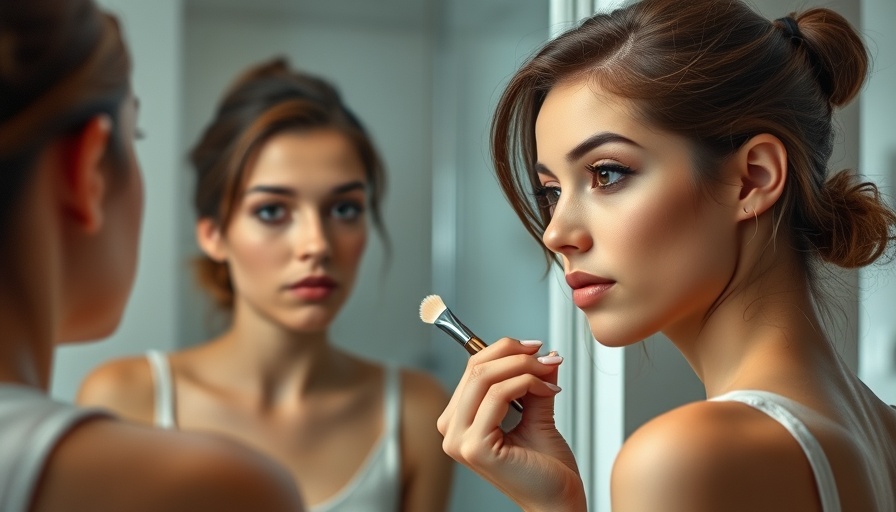 FB30 30 Day Challenge participant applying makeup in bathroom.