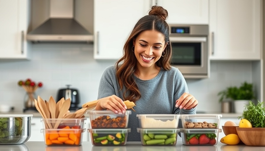 Mom organizing meal prep for healthy living in modern kitchen.