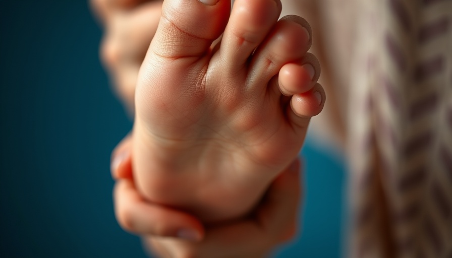 Foot with signs of the brutal practice of foot binding held gently.