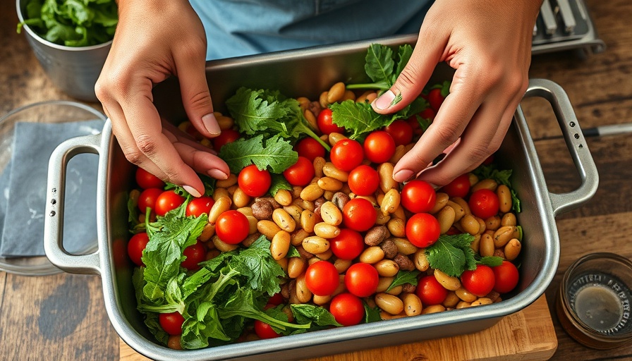 Fresh ingredients for healthy bean casserole recipe being prepared.