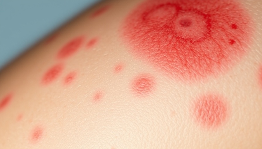 Skin rash with red marks for diagnosis purposes