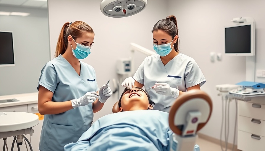 Dental hygienists providing dental care in a clinic.