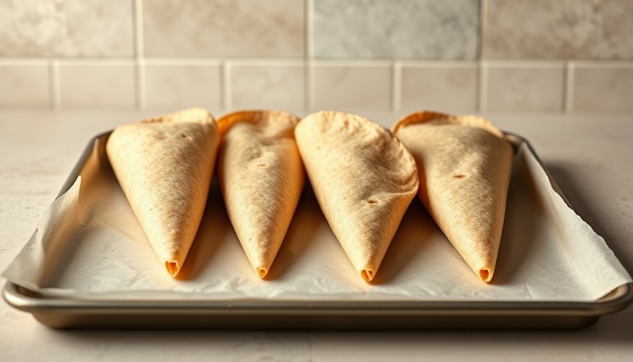 Whole wheat tortilla cones arranged on parchment paper for healthy eating.