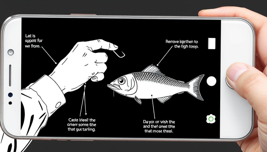 Illustrative diagram on how to remove a fish hook with a person explaining.