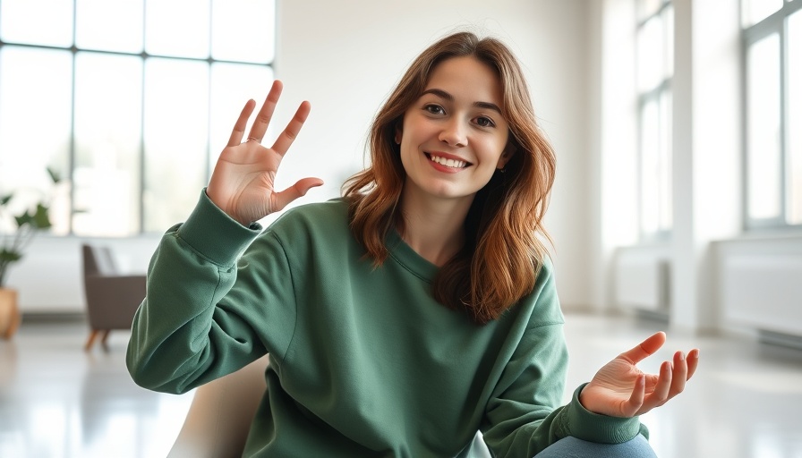 Young woman in a minimalistic room discussing renovations.