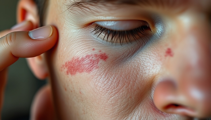 Close-up inspection of skin for rash diagnosis.