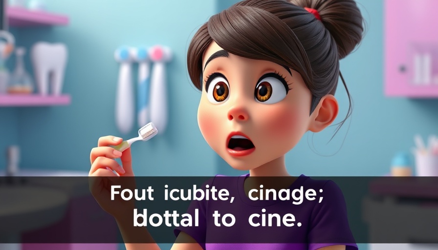Oral health impacts on overall wellness with dental care items and surprised woman.