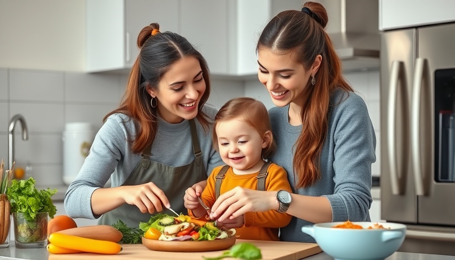 Healthy eating scene with a mother and child in the kitchen