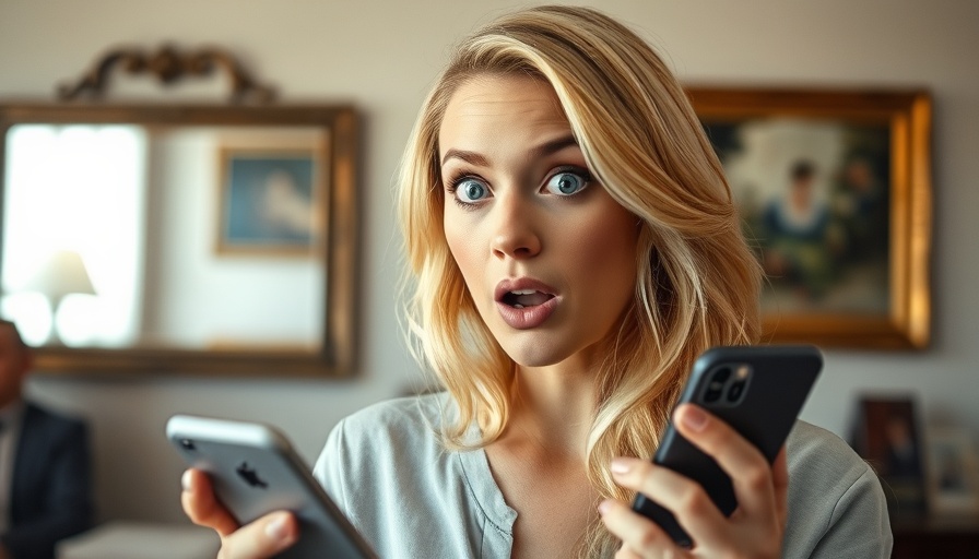 Surprised woman texting in a lifelike photo, showcasing how couples text each other.