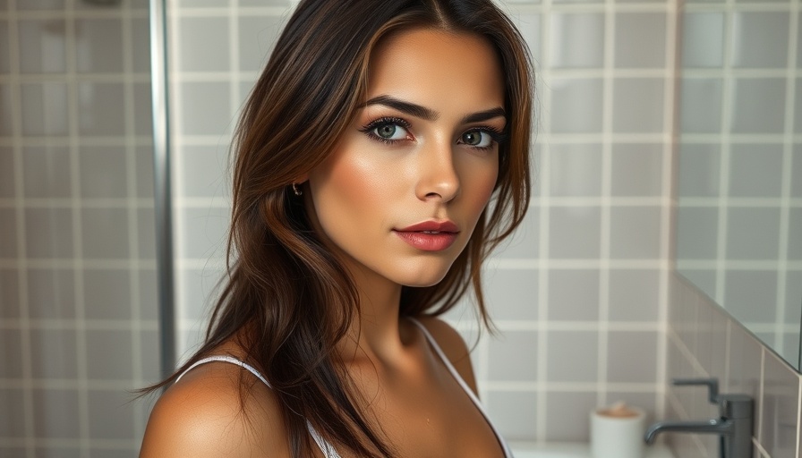 Woman in bathroom highlighting dental care essentials.