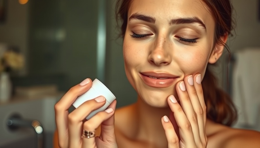 Young woman applying skincare in med spa wellness setting.