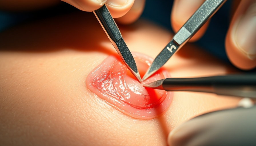 Close-up surgical cyst removal procedure in medical setting.