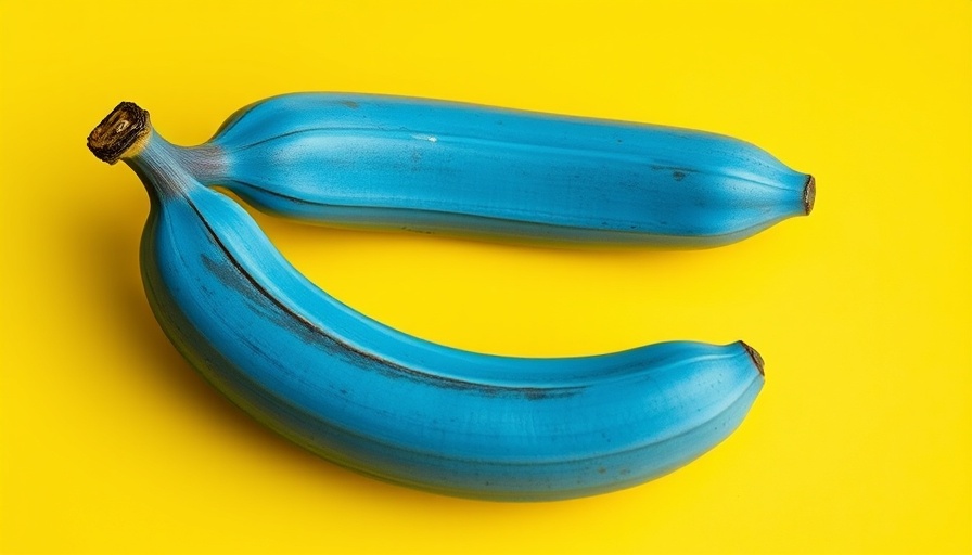 Blue banana symbolizing Peyronie's Disease Awareness on yellow background.