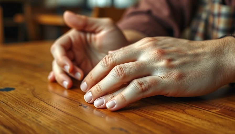 Hands resting on table with text about sleeping causing tingling.