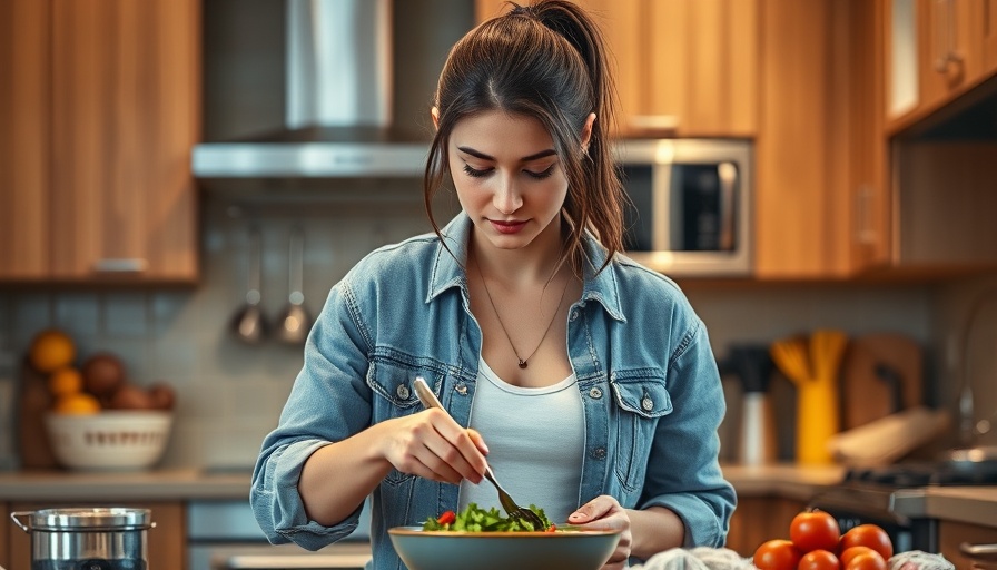 Woman meal prepping in modern kitchen