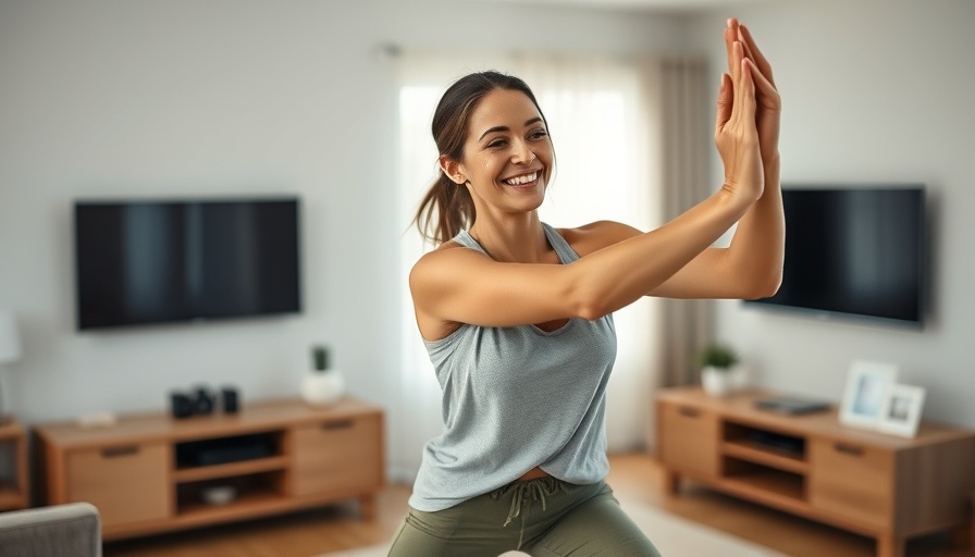 Smiling woman doing exercise in living room for exercise snacks