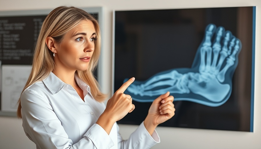 Concerned woman discusses foot X-ray, highlighting dangers of new shoes.