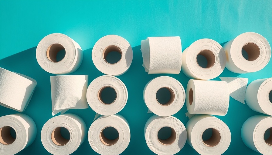 Toilet paper rolls neatly arranged on cyan background for fast relief.
