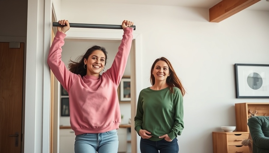 Home exercise routine, casual scene for fitness inspiration.