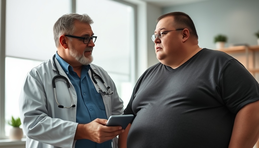 Doctor consulting obese patient, addressing medical discrimination issues.