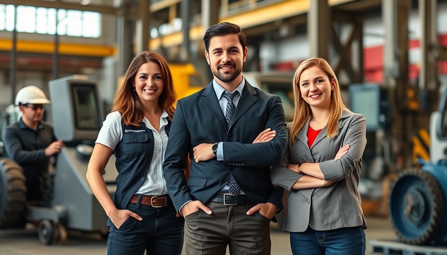 Wellness-focused professional team in an industrial setting.