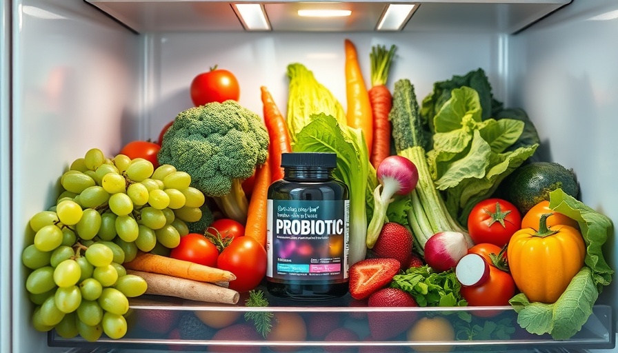 Fresh vegetables and probiotics in a fridge promote gut health for those 50 and up.