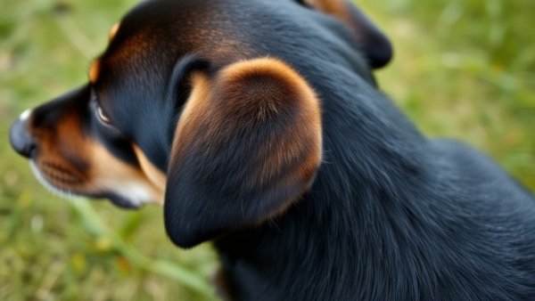 Black and tan dog scratching ear outdoors, chronic itching in dogs.