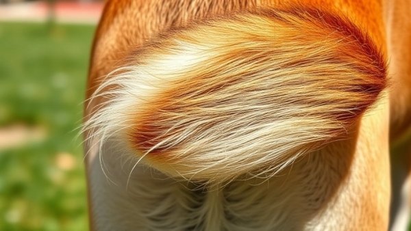 Close-up of a dog's tail with stud tail condition.