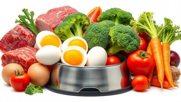 Fresh pet food ingredients symbolizing ancient secrets of modern pet wellness.