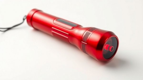 Sleek metallic red laser toy for pets, clean white backdrop.