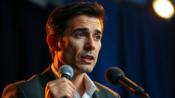 Professional speaker discussing health topics in a radio studio.