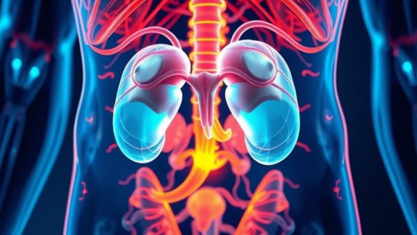 AI analyzes CT scan revealing stress signals in human abdomen.