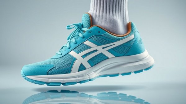 Turquoise athletic shoe close-up on reflective surface for walking shoe deals January 2026.