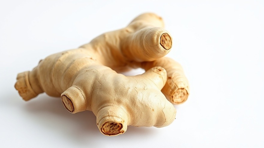 Fresh ginger root highlighting health properties and benefits for natural treatments for IBD.