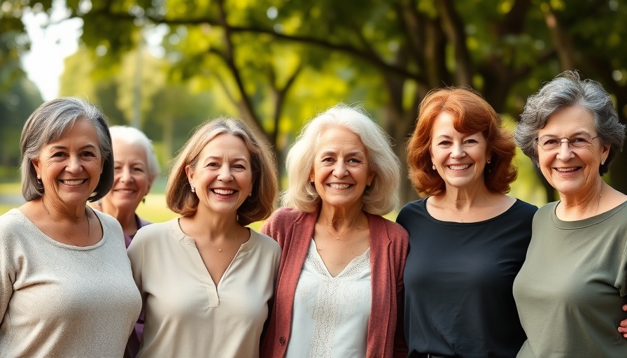 Middle-aged women smiling together outdoors, weight gain and menopause.