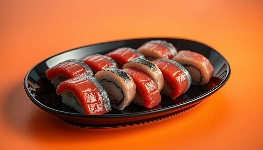 Beautifully presented tuna nigiri sushi showcasing sushi nutrition.