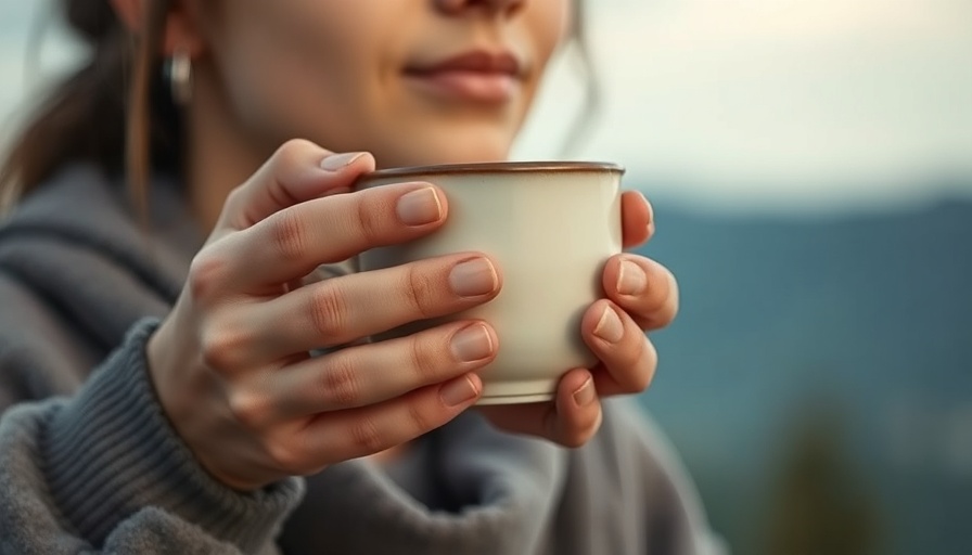 Serene person holding cup outdoors, symbolizing detoxifying heavy metals and parasites.