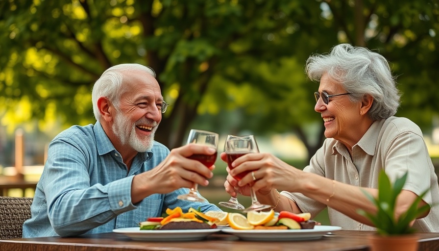 Joyful elderly couple toasting outdoors, Benefits of Ignorance for Well-Being.