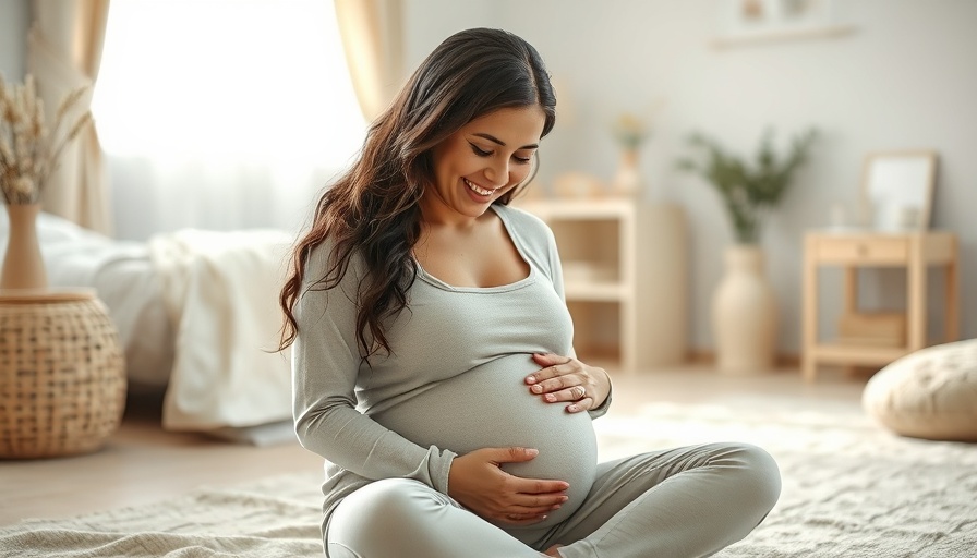 Content pregnant woman sitting on floor in a serene bedroom.