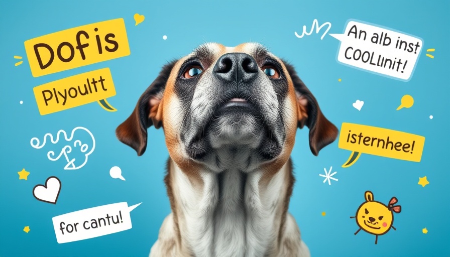 Aging dog with focus on cognition in playful graphic design.